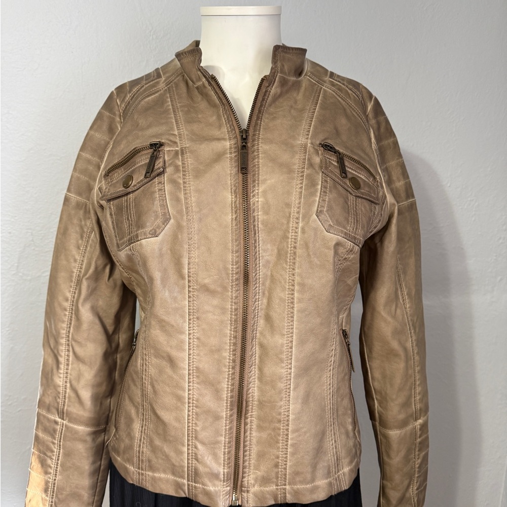 Jou Jou Women's Light Brown Leather Jacket